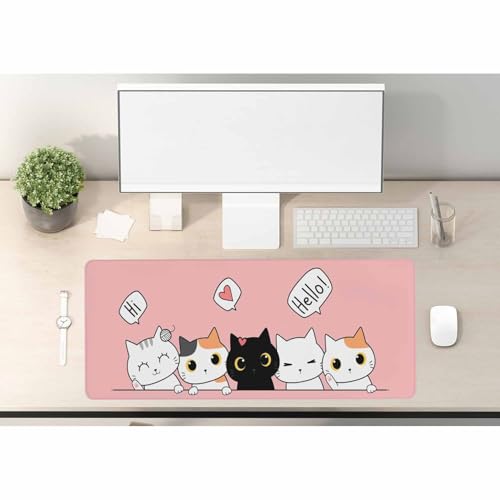 Woutay Mousepad,Cartoon Cat Pink,Cool Desk Pad for Keyboard and Mouse Woutay Mousepad,Cartoon Cat Pink,Cool Desk Pad for Keyboard and Mouse