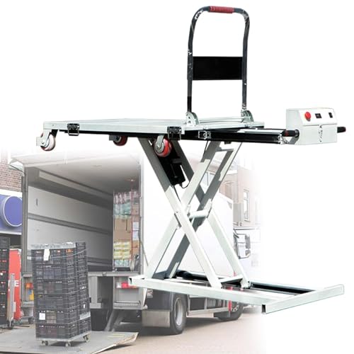 Carro eléctrico hidráulico elevador, 270 kg, capacidad de carga de 102 cm, diseño de 4 ruedas, incluye herramientas de manejo para un movimiento eficiente de la carga