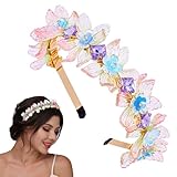 Hermoli Flower Crystal Princess Headband Handmade Rhinestone Hairband Wedding Headwear for Women