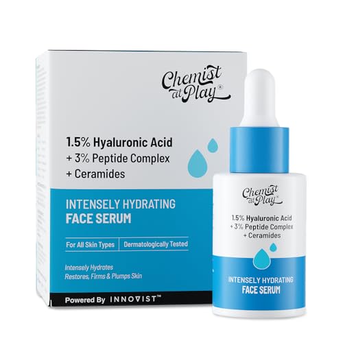 Image of Chemist At Play Hyaluronic Acid Face Serum | With 1.5% Hyaluronic Acid Complex, 3% Peptides & Ceramides | Intensely Hydrates | Restores Firm & Plump Skin | Strengthen Skin Barrier | 30ml