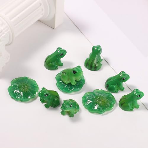 lasuroa 20pcs Resin Mini Frogs + 20pcs Mini Lotus Leaves - Image 3