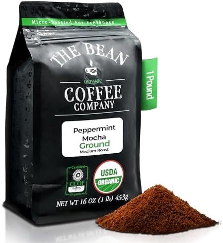 The Bean Organic Coffee Co. Peppermint Mocha, Medium, Ground, 16 oz