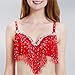 Women's Diamond Fringe Belly Dance Bra Top Sparkly Sequin Tassel Crop Top Rave Festival Party Costume