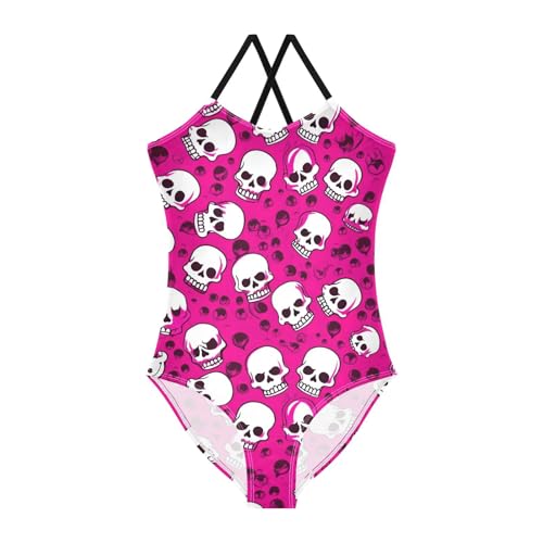 Skull Rose Red Girls One Piece Swimsuit Beach Swimwear 20850217