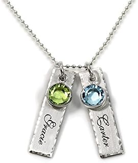 Unity in Two Personalized Charm Necklace. Customize 2 Sterling Silver Rectangular Pendants