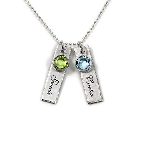Unity in Two Personalized Charm Necklace. Customize 2 Sterling Silver Rectangular Pendants