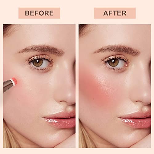 Mysense Liquid Contour Beauty Wand,Liquid Blush Wand,Gel Cream Contour Bronzer Stick With Sponge Tip,Blendable Smooth Face Contouring Pen Natural Matte Finish,Lightweight Long Lasting Face Makeup,Light Brown Contour+Peach Pink Blush #TOP3