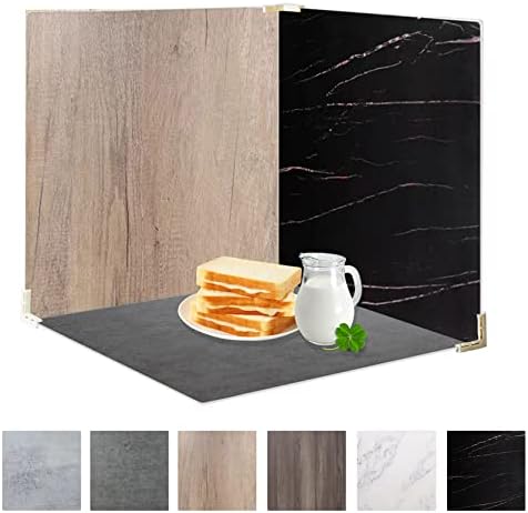 3PCS 6Patterns Double Sided Photography Background Boards Waterproof Reusable Photo Backdrops for Product Food Jewelry Cosmetics Props (White Black Brown)