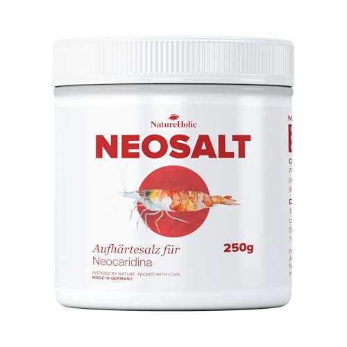 NatureHolic Neosalt Neocaridina | Aufhärtesalz für Neocaridina Garnelen im Aquarium | Für mittelhartes Wasser | Optimal für Aquarienpflanzen | Mit zusätzlichem Magnesium | Menge 250 g