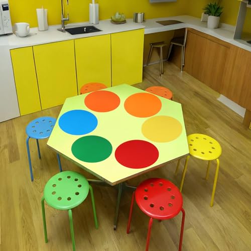 Image of Lounsweer 10 Pcs Classroom Stacking Stools with 24 Dry Erase Table Dots Circles Portable Nesting Seating Stools for Office Preschool Kindergarten Elementary Flexible Seating