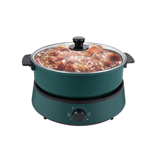 Primst Olla eléctrica multifunción con asa, olla eléctrica Shabu Shabu Shabu de 4 litros para freír parrillas, barbacoas, olla eléctrica para fiestas, reuniones familiares y amigos (verde)