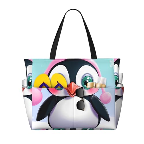 Sac fourre-tout de plage imprimé plumes en toile lavable cabas multifonction