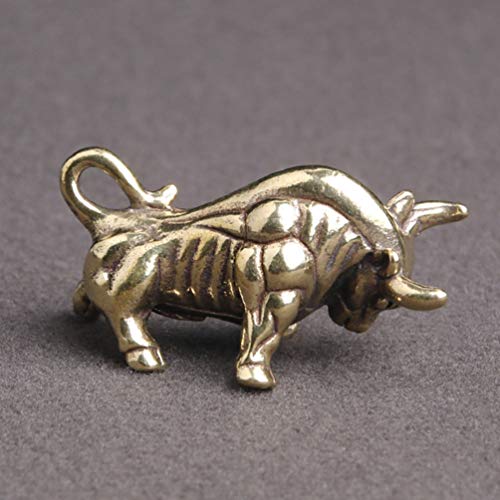 Besportble Simulated Bull 2Pcs Chinese Zodiac Ox Figurine Brass Cow Ox Statue Sculpture Feng Shui Ornaments Wealth Prosperity Pendant For Home Office Decor Feng Shui Brass Bull #TOP1