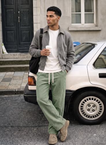 Image of JMIERR Mens Corduroy Pants Wide Leg Baggy Sweatpants