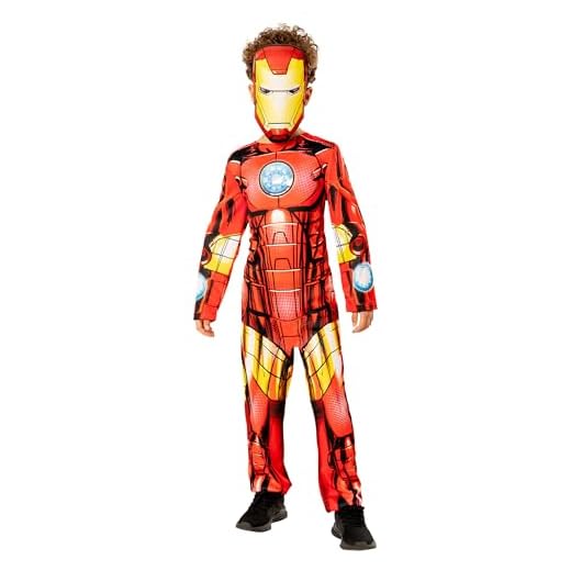 Rubies Disfraz Iron Man para niño, Jumpsuit estampado y máscara, Oficial Marvel, Disfraz sostenible Green Colección, para halloween, navidad, carnaval y cumpleaños.