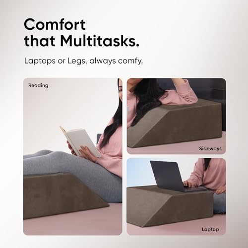 Image of Frido Leg Elevation Wedge Pillow for Edema, Varicose Veins, Fracture | High Resilience Foam Cushion for Leg, Knee & Thigh Support | Back Pain & Swelling Relief | Lightweight (Coffee Brown)