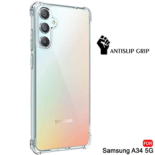 Image of TheGiftKart Transparent Crystal Clear Back Cover Case for Samsung Galaxy A34 5G | Shockproof Soft TPU Case | Cushioned Edges for Ultimate Protection Back Cover Case (TPU, Transparent)