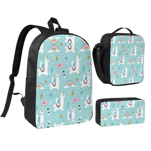 Sac à dos d'écolier lama EdWal avec boîte à déjeuner et trousse