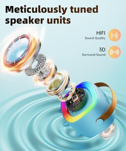 Kids Karaoke Machine Toy Ages 3-12, Mini 2 Wireless Mics BT Speaker, Blue — view 2
