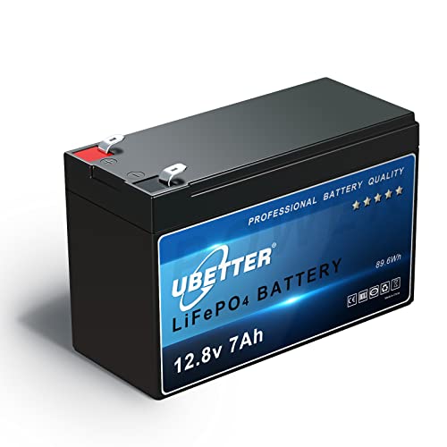 UBETTER 12V 7AH LiFePO4 Batteria litio Ricaricabile da 12V 7Ah con 7A BMS Batteria al litio a Ciclo Profondo Perfetta per Sistemi di Energia Solare, Monopattini per Bambini, Fish Finder