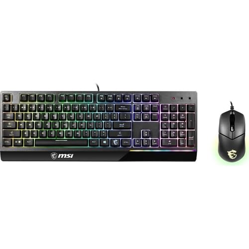 MSI GG Vigor GK30 Combo TR Gaming Klavye & Mouse, RGB LED Aydinlatma, USB Baglanti, Suya Dayanıklı