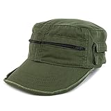 Armycrew Enzyme Washed Zippered Front Pockets Frayed Bill Army Cap - Olive