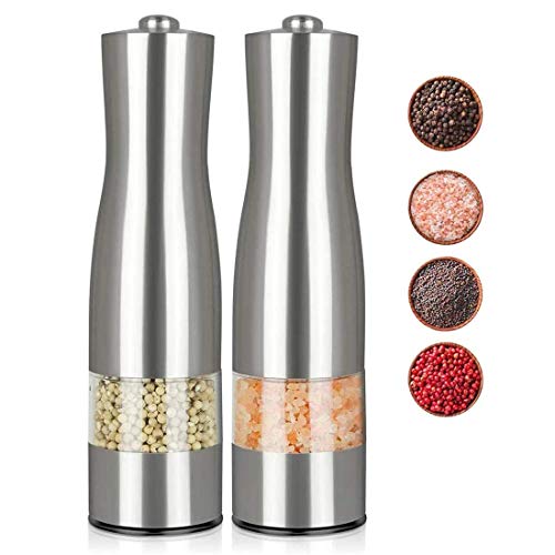 Electric Salt & Pepper Mills — Stainless Steel Glass
