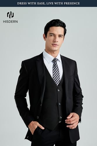 Image of HISDERN Mens Suit Vest Business Casual Dress Waistcoat Vest Solid Color Formal Wedding Vests for Suits or Tuxedo