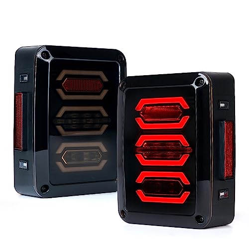 Image of G3 Diamond Series Smoked LED Tail Lights Compatible with 07-18 Jeep JK JKU | Signal /Brake /Reverse /Running Light, ABS housing, PMMA Lens, IP67 Waterproof, DOT Approved, Plug N Play