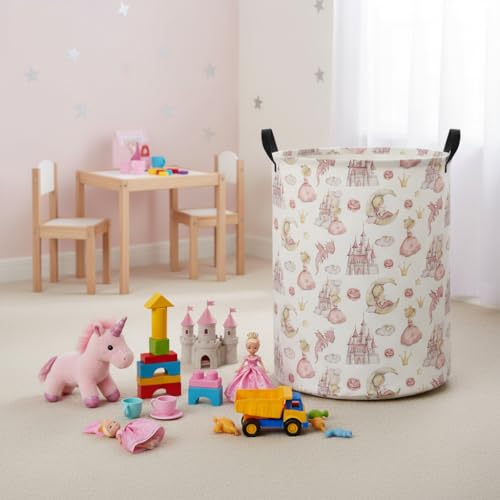 Image of Baby Laundry Hamper kids laundry Basket Waterproof Laundry Bag for Bedroom Clothes Organizer Room Decor(Castle)