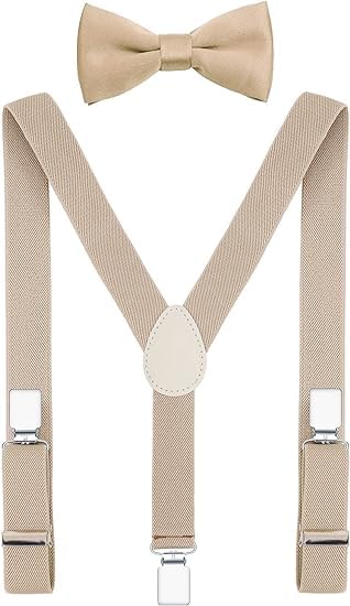 bow tie house Adjustable Elastic Y Back Style Suspenders for Men,wonmen,Boys, Girls (beige)-picture-37