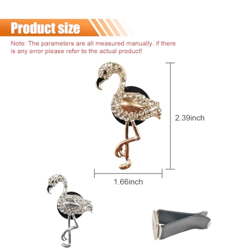 Image of 2PCS Bling Flamingo Car Dashboard Air Vent Trim Clips, Crystal Rhinestone Car Air Vent Clip, Cute Animal Car Interior Decoration Charm Accessories (Flamingo)