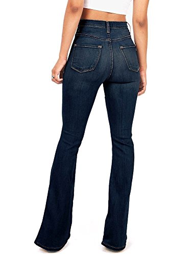 Vibrant Women's Juniors Bell Bottom High Waist Fitted Denim Jeans3