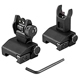 COWITNE Fiber Optics Flip Up Iron Sights Low Profile Front and Rear Backup Sight for Picatinny...