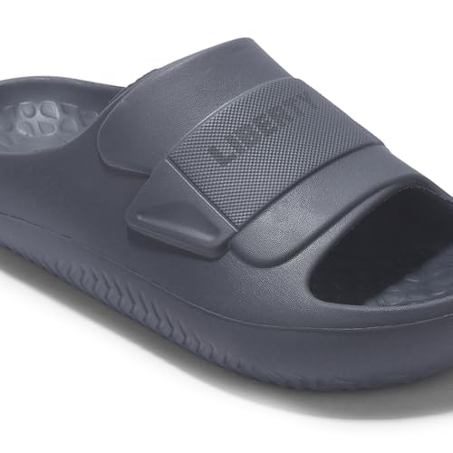 Image of Liberty A-HA DAILYWALK Slippers for Men - Black & Dark Grey EVA Slip-On Casual Slippers | Soft Moulded Footbed, Lightweight Footwear for Home, Casual, Errands, Garden, Daily & Outdoor Wear