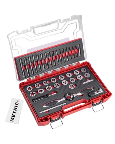 ROTATION 39-Piece Metric Tap and Die Set, Professional Threading Tool Kit for Internal & External Threads with Double-Layer Storage Case