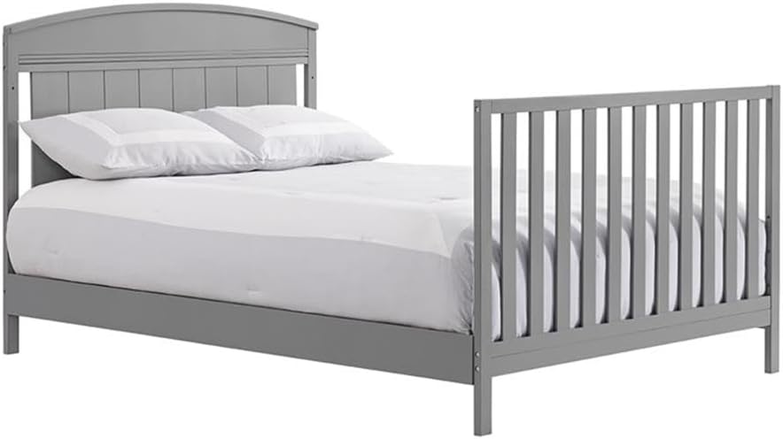 Pemberly Row Contemporary Wood Conversion Kit, Dove Gray Finish, 5" H x 2" W x 76" D, Durable Rails and Slat Supports, Nursery Furniture Transition Piece, Greenguard Gold Certified