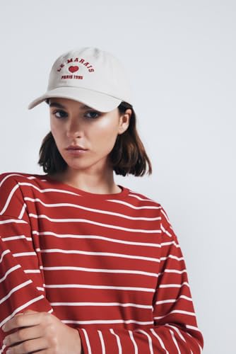 Springfield Long Sleeve Striped T-Shirt Camiseta De Manga Larga, Rojo, S Mujer