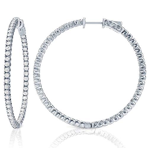 Panjewelry Women Big Hoop Earrings Cute Huggie Earings Inside-Out Hoop Earrings With CZ 45MM
