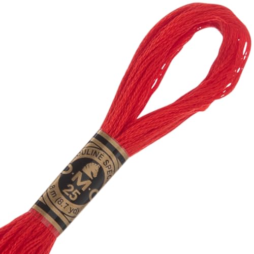 Image of Hobby Lobby DMC Cotton Embroidery Floss - 666 Bright Red, Set of 12