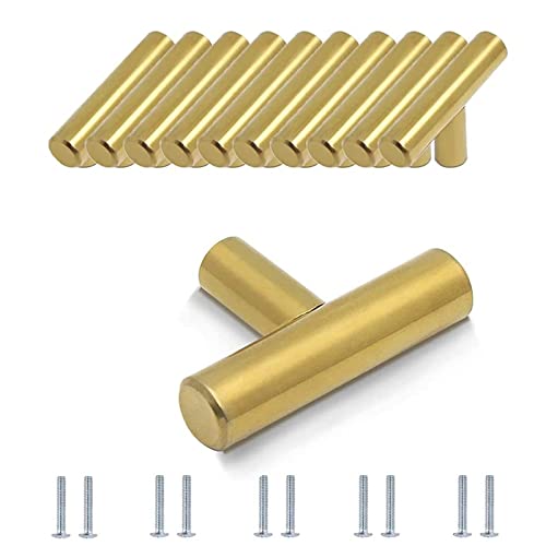 Hzyclzh 10 Pieza T Tirador de Aleación Cepillado, Tiradores Cocina Tipo T, Tirador para Mueble de un Solo Orificio, Tirador Barra T, Adecuado para Cajones, Zapateros, Armarios, Puertas de Baño Cover