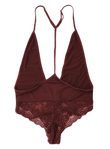 Image of Xs and Os Women Lingerie Polycotton Deep V Neck Lace Nightwear