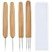 SelfTek 4Pcs Dreadlocks Crochet Hooks Tool Set of 0.5mm 1 Hook,2 Hooks,3 Hooks and 0.75mm 1 Hock,Bamboo Crochet Needle for Hair Weaving,Extra Long Crochets Hooks Perfect for Arthritic Hands