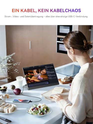 UPERFECT Portable Monitor mit Klappständer Ständer, 15.6" 125% sRGB 2000:1 400Nits Matt FHD HDR EyeCare Ultra-Dünner Zweitbildschirm für… – Ansicht 6