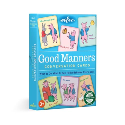 eeBoo: Good Manners Conversation Flash Cards, Helps Children Learn What to do, What to Say and Encourage Polite Behavior Towards Others, Learn Communication and Social Skills