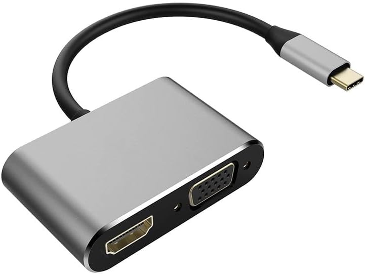 USB-C to HDMI and VGA Adapter, 4K Ultra HD Type-C Converter, Compatible with MacBook Pro, ChromeBook, Samsung S8