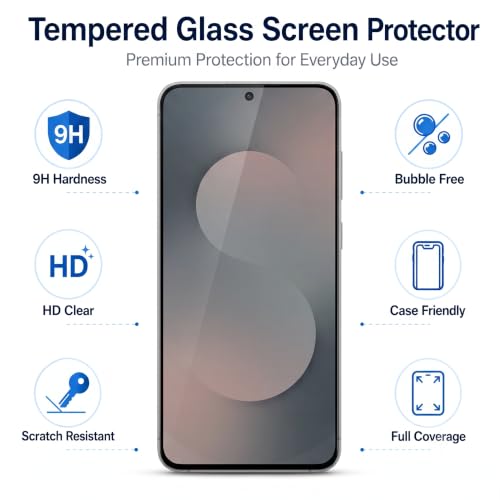Image of Tempered Glass Screen Protector Compatible with Samsung Galaxy S25 FE 5G (6.7 Inch) | 9H Hardness | In-Display Fingerprint Unlock Compatible | Edge to Edge Full Coverage