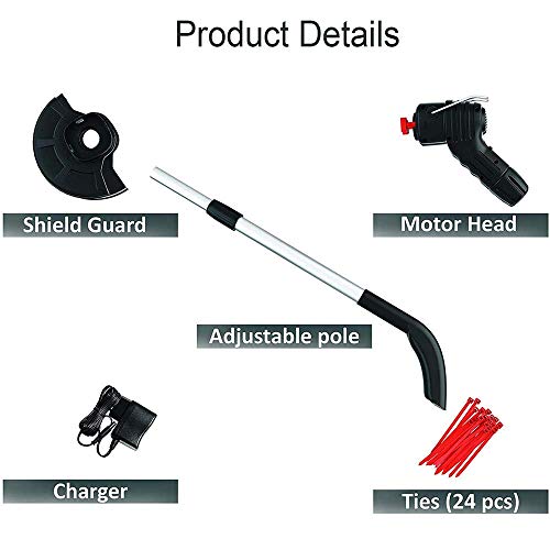BDWN Cordless Electric Strimmer Handheld Grass Lawn Mower Lightweight Telescopic Cutters Grass Cutters Hedge Trimmers for Lawn Care Home Garden DIY Tools, 15 cm Cutting Width (S)