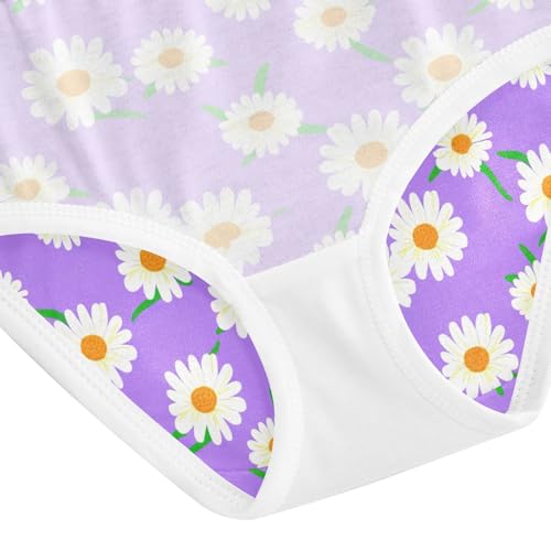 Joisal Cotton Toddler Underwear Floral White Daisies Lavender Purple Cute Panties Girl Cartoon Briefs Kids Undies 2t 5
