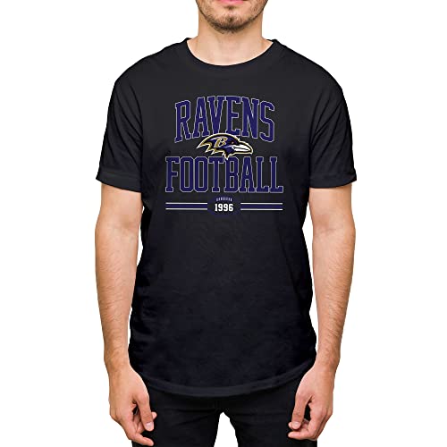 Hybrid Sports NFL Football Arch – Offizielles Lizenzprodukt für Erwachsene, kurzärmeliges Fan-T-Shirt für Männer und Frauen, Baltimore Ravens - Schwarz, L